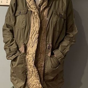 MAISON SCOTCH Outdoor Hooded Parka Jacket Women Size 1 Snaps And Buttons